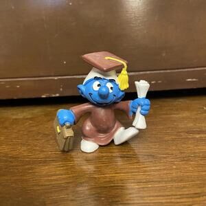 Vintage Graduate Super Smurf Peyo Schleich Smurfs Germany Nostalgia Figurine Toy